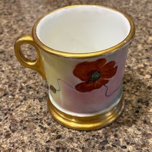 Shaving Mug La Seynie P & P Limoges Hand-Painted Porcelain w/poppies - rare